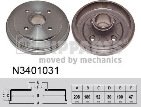 Nipparts N3401031 - Гальмівний барабан autocars.com.ua