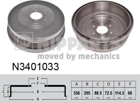 Nipparts N3401033 - Гальмівний барабан autocars.com.ua