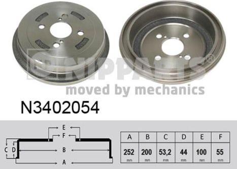 Nipparts N3402054 - Тормозной барабан avtokuzovplus.com.ua