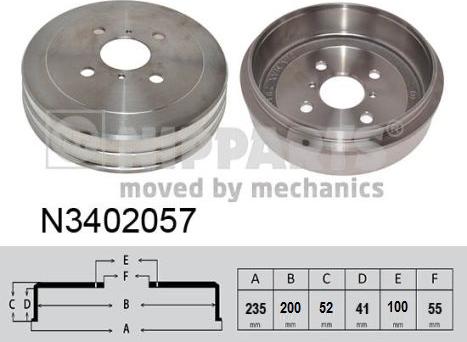 Nipparts N3402057 - Гальмівний барабан autocars.com.ua