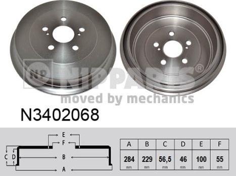 Nipparts N3402068 - Тормозной барабан avtokuzovplus.com.ua