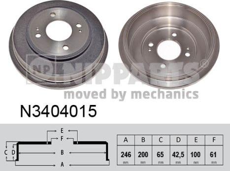 Nipparts N3404015 - Тормозной барабан avtokuzovplus.com.ua