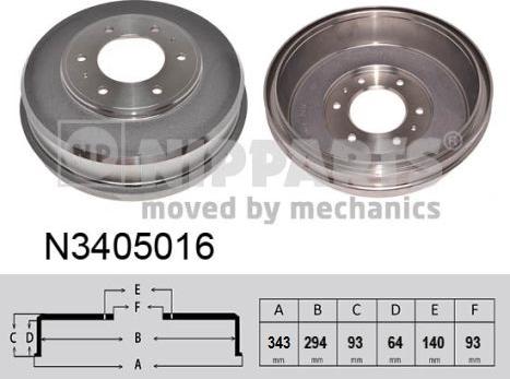 Nipparts N3405016 - Тормозной барабан autodnr.net