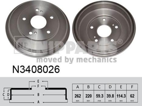 Nipparts N3408026 - Тормозной барабан avtokuzovplus.com.ua