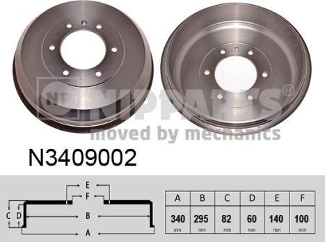 Nipparts N3409002 - Тормозной барабан avtokuzovplus.com.ua