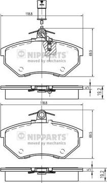 Nipparts N3600800 - Гальмівні колодки, дискові гальма autocars.com.ua