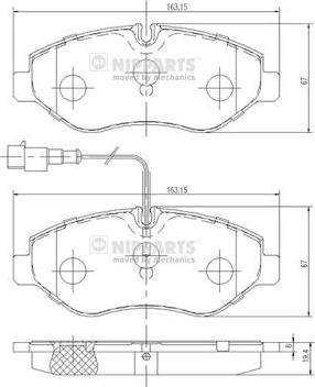 Nipparts N3601100 - Гальмівні колодки, дискові гальма autocars.com.ua