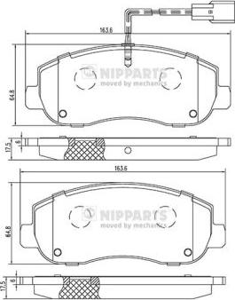 Nipparts N3601105 - Гальмівні колодки, дискові гальма autocars.com.ua