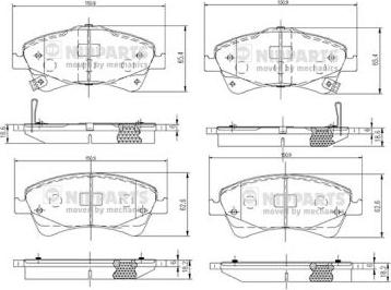 Nipparts N3602133 - Гальмівні колодки, дискові гальма autocars.com.ua