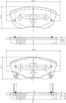 Nipparts N3602135 - Гальмівні колодки, дискові гальма autocars.com.ua