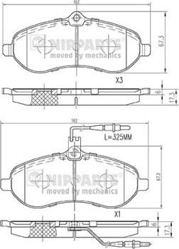 Nipparts N3602153 - Гальмівні колодки, дискові гальма autocars.com.ua