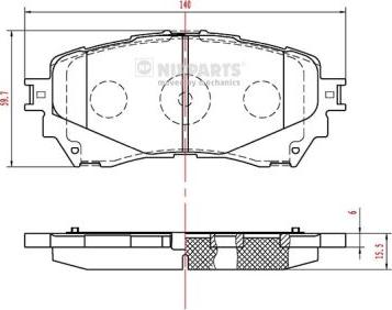 Nipparts N3603074 - Гальмівні колодки, дискові гальма autocars.com.ua