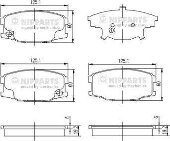 Nipparts N3605054 - Гальмівні колодки, дискові гальма autocars.com.ua