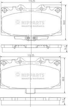Nipparts N3607022 - Гальмівні колодки, дискові гальма autocars.com.ua