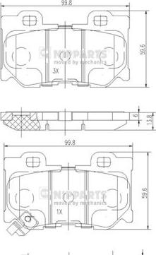 Nipparts N3611053 - Гальмівні колодки, дискові гальма autocars.com.ua