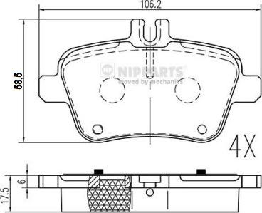 Nipparts N3611063 - Тормозные колодки, дисковые, комплект avtokuzovplus.com.ua