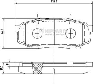 Nipparts N3612043 - Гальмівні колодки, дискові гальма autocars.com.ua