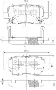 Nipparts N3614021 - Тормозные колодки, дисковые, комплект avtokuzovplus.com.ua