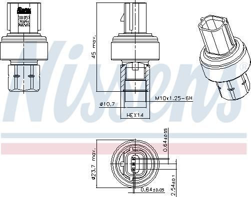 Nissens 301057 - Пневматический выключатель, кондиционер avtokuzovplus.com.ua