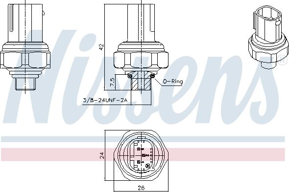 Nissens 301070 - Пневматичний вимикач, кондиціонер autocars.com.ua