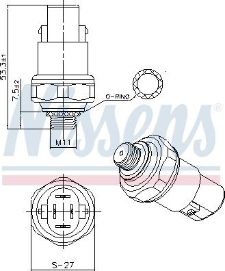 Nissens 301088 - Пневматичний вимикач, кондиціонер autocars.com.ua