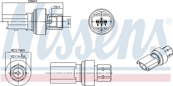 Nissens 301136 - Пневматичний вимикач, кондиціонер autocars.com.ua