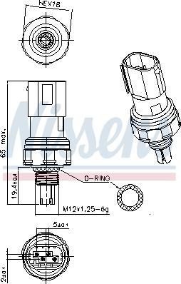 Nissens 301140 - Пневматичний вимикач, кондиціонер autocars.com.ua