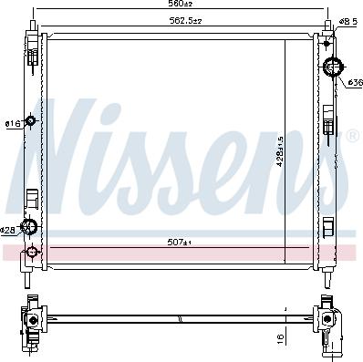 Nissens 606119 - Радіатор, охолодження двигуна autocars.com.ua