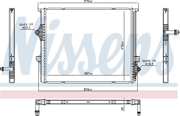 Nissens 606397 - Низкотемпературный охладитель, интеркулер avtokuzovplus.com.ua