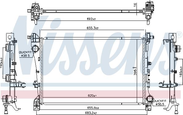 Nissens 606441 - Радіатор, охолодження двигуна autocars.com.ua