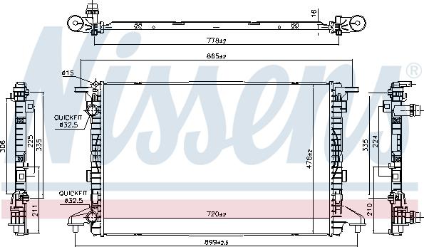 NISSENS 606463 - Радіатор, охолодження двигуна autocars.com.ua
