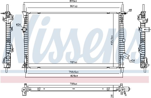 Nissens 606537 - Радіатор, охолодження двигуна autocars.com.ua