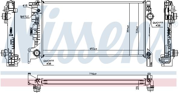 NISSENS 606564 - Радіатор, охолодження двигуна autocars.com.ua