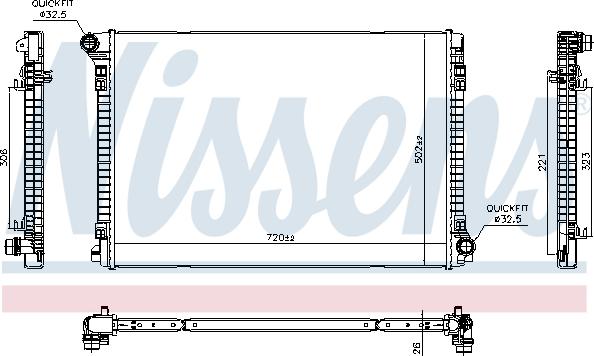 NISSENS 606704 - Радіатор, охолодження двигуна autocars.com.ua