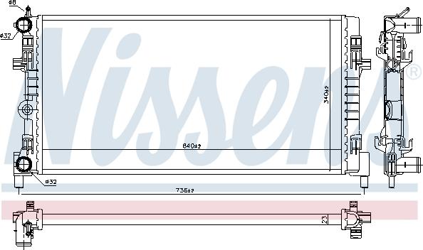 NISSENS 606722 - Радіатор, охолодження двигуна autocars.com.ua