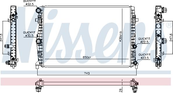 Nissens 606723 - Радіатор, охолодження двигуна autocars.com.ua