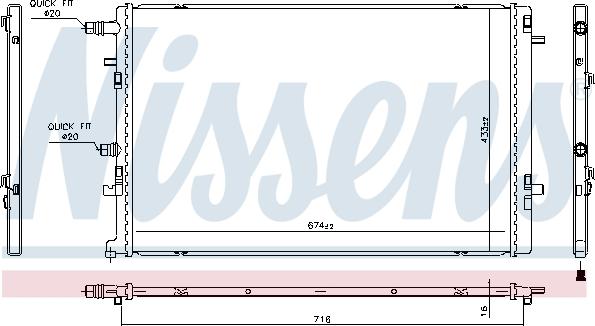 NISSENS 606762 - Радіатор, охолодження двигуна autocars.com.ua