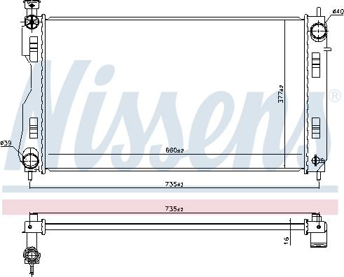 NISSENS 606844 - Радіатор, охолодження двигуна autocars.com.ua