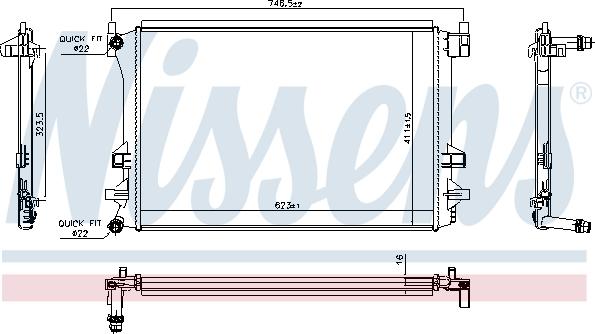 Nissens 606910 - Радіатор, охолодження двигуна autocars.com.ua