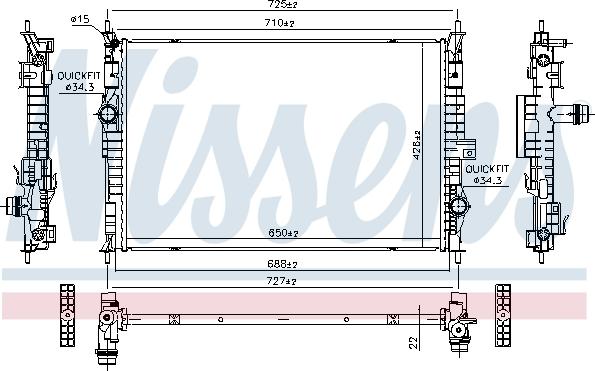 NISSENS 607184 - Радіатор, охолодження двигуна autocars.com.ua
