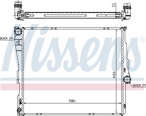 Nissens 60803A - Радіатор, охолодження двигуна autocars.com.ua