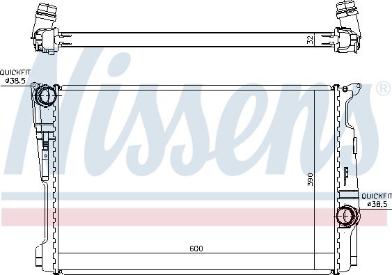 Nissens 60808 - Радіатор, охолодження двигуна autocars.com.ua