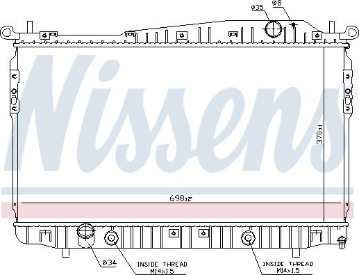 NISSENS  61629 - Радіатор, охолодження двигуна autocars.com.ua