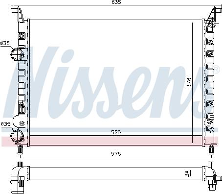 Nissens 61684 - Радіатор, охолодження двигуна autocars.com.ua