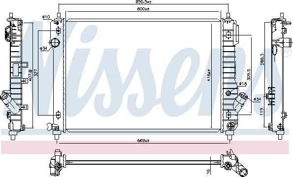 Nissens 61687 - Радіатор, охолодження двигуна autocars.com.ua