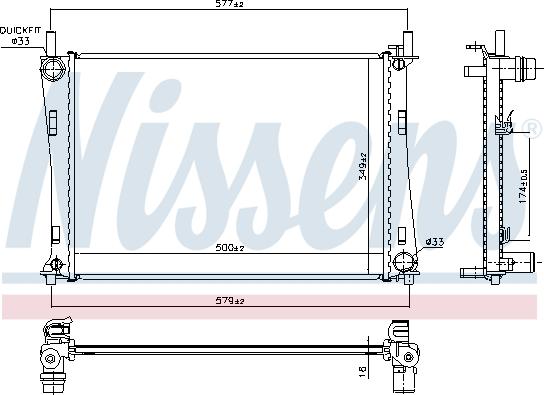 Nissens 62028A - Радіатор, охолодження двигуна autocars.com.ua