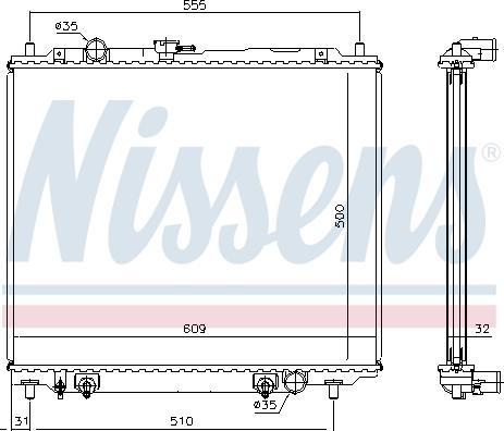 Nissens 62802 - Радіатор, охолодження двигуна autocars.com.ua