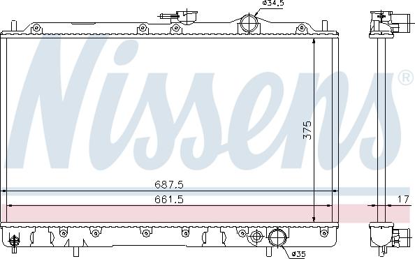 Nissens 62830 - Радіатор, охолодження двигуна autocars.com.ua