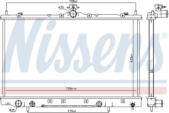 Nissens 628975 - Радіатор, охолодження двигуна autocars.com.ua