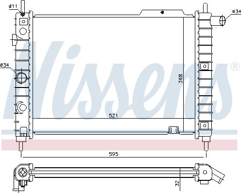 Nissens 63058A - Радіатор, охолодження двигуна autocars.com.ua